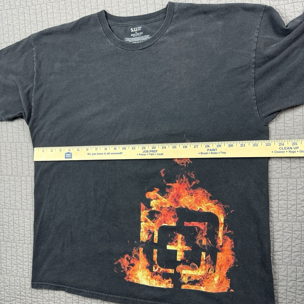 511 Tactical T Shirt Men XL Black Flames Logo Utility Workwear Outdoors Faded - Picture 7 of 10